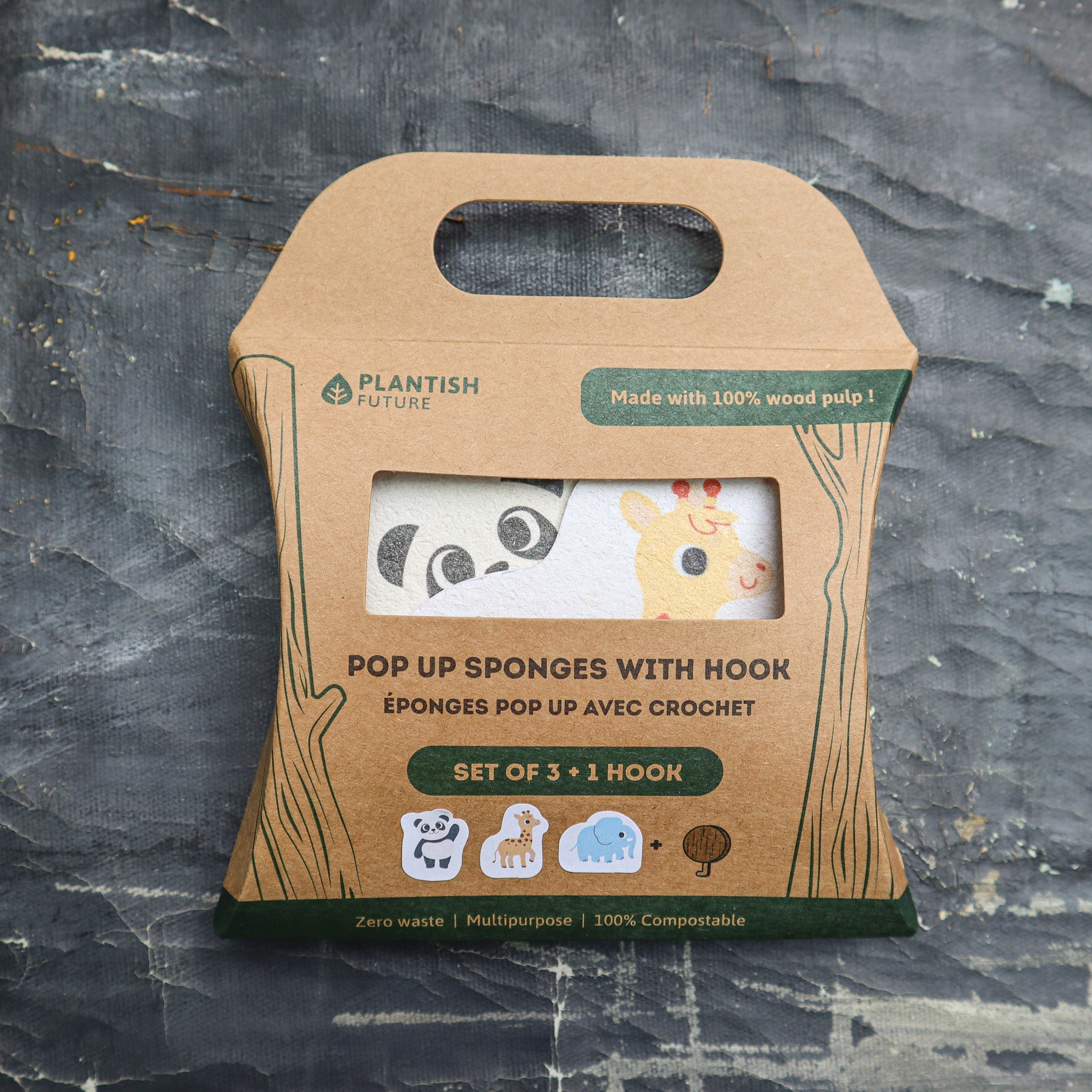 Set of 3 Endangered Species Pop up Sponges + Hook