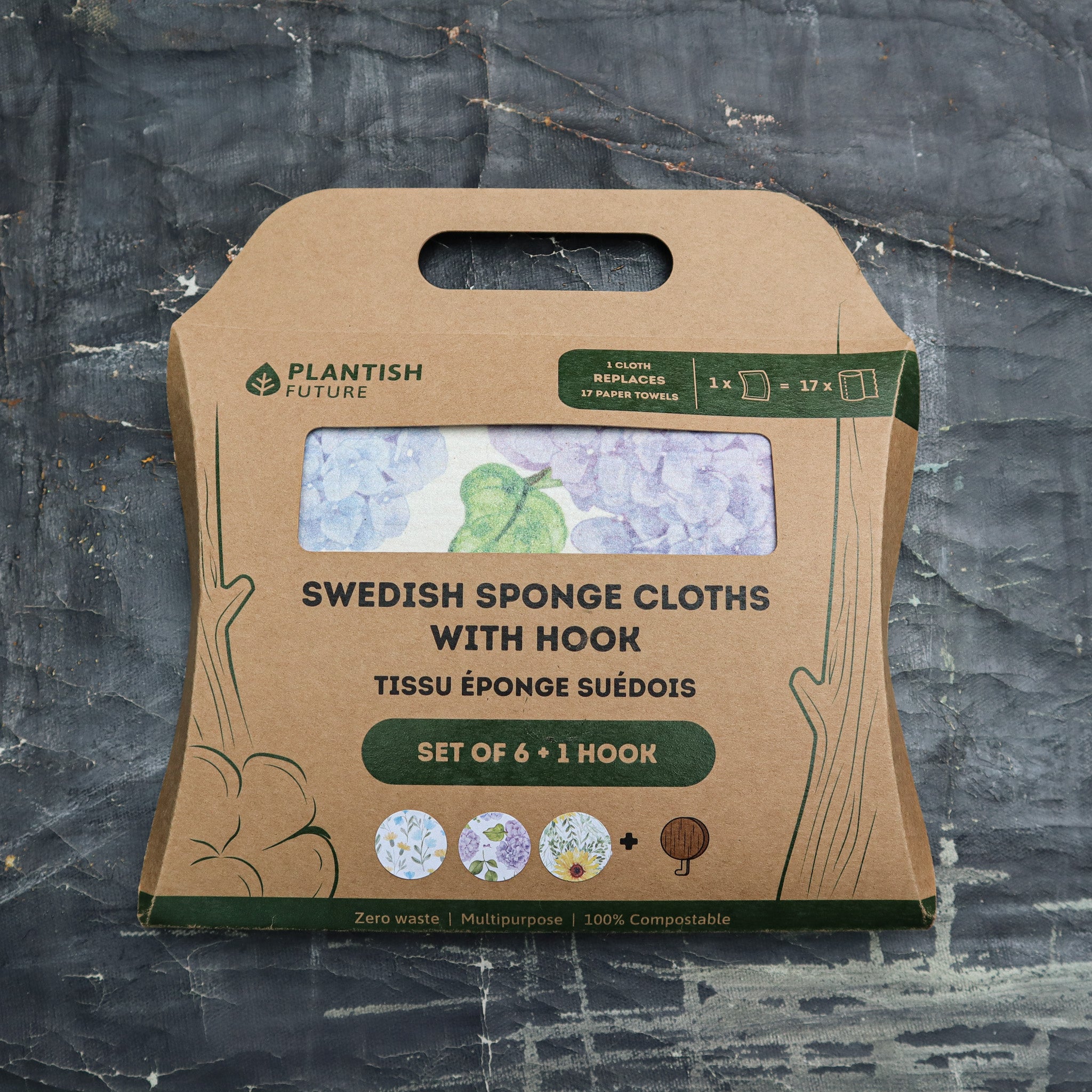 Floral Bursts - Swedish Sponge Cloth Set + Hook