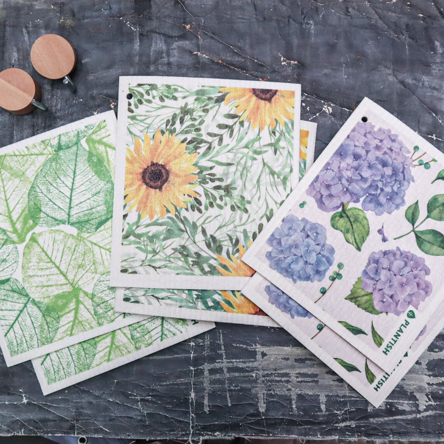 Floral Bursts - Swedish Sponge Cloth Set + Hook